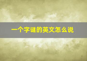 一个字谜的英文怎么说