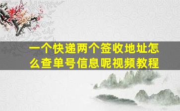 一个快递两个签收地址怎么查单号信息呢视频教程