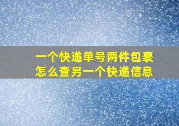 一个快递单号两件包裹怎么查另一个快递信息