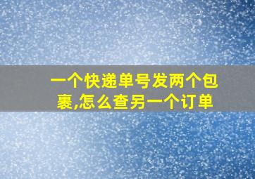 一个快递单号发两个包裹,怎么查另一个订单