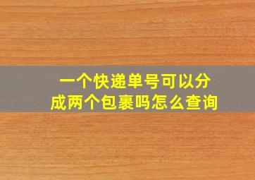 一个快递单号可以分成两个包裹吗怎么查询