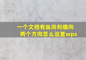 一个文档有纵向和横向两个方向怎么设置wps