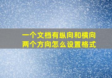 一个文档有纵向和横向两个方向怎么设置格式