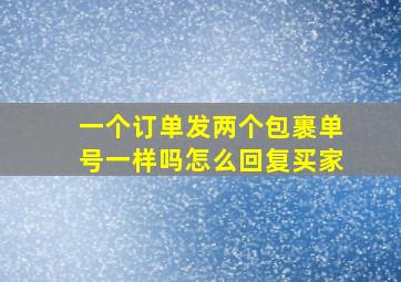 一个订单发两个包裹单号一样吗怎么回复买家