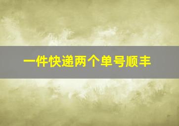 一件快递两个单号顺丰