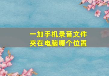 一加手机录音文件夹在电脑哪个位置