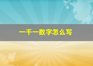 一千一数字怎么写