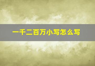 一千二百万小写怎么写