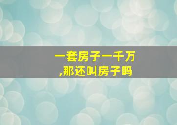 一套房子一千万,那还叫房子吗