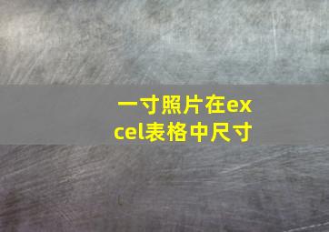 一寸照片在excel表格中尺寸