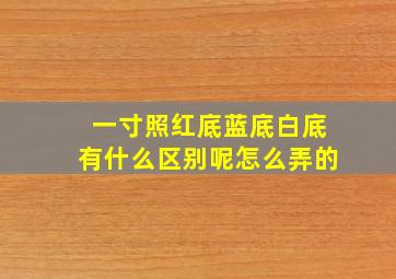 一寸照红底蓝底白底有什么区别呢怎么弄的