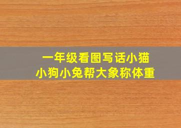 一年级看图写话小猫小狗小兔帮大象称体重