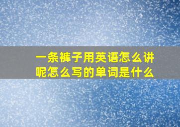 一条裤子用英语怎么讲呢怎么写的单词是什么