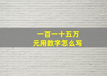 一百一十五万元用数字怎么写