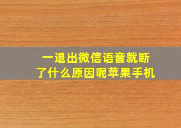 一退出微信语音就断了什么原因呢苹果手机