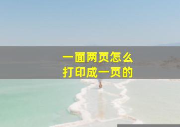 一面两页怎么打印成一页的