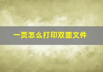 一页怎么打印双面文件