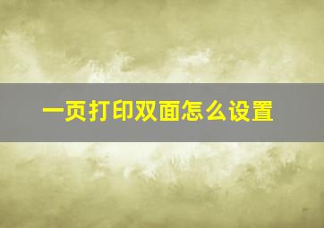 一页打印双面怎么设置