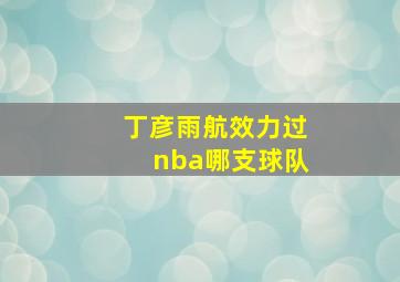 丁彦雨航效力过nba哪支球队