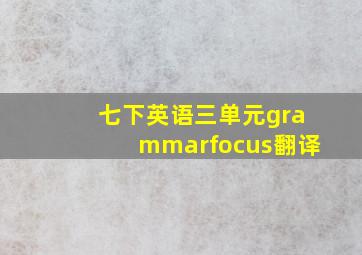 七下英语三单元grammarfocus翻译