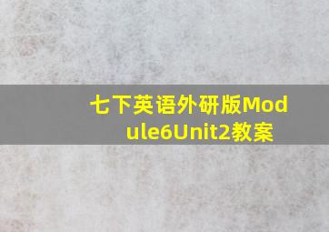 七下英语外研版Module6Unit2教案