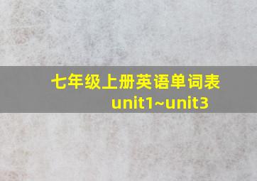 七年级上册英语单词表unit1~unit3