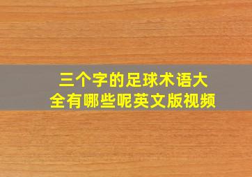 三个字的足球术语大全有哪些呢英文版视频