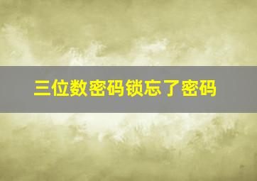 三位数密码锁忘了密码