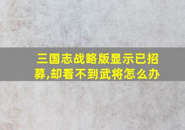 三国志战略版显示已招募,却看不到武将怎么办