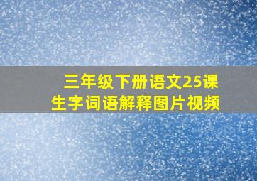 三年级下册语文25课生字词语解释图片视频