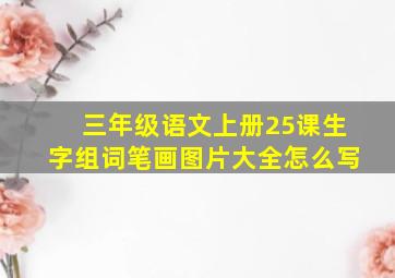 三年级语文上册25课生字组词笔画图片大全怎么写