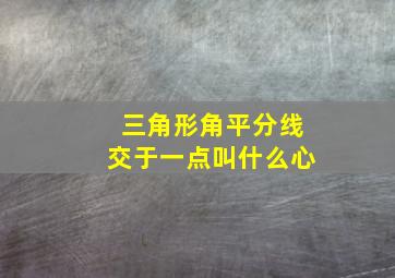 三角形角平分线交于一点叫什么心