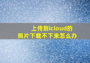 上传到icloud的照片下载不下来怎么办