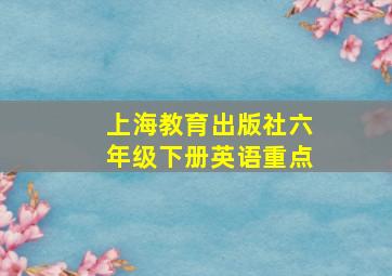 上海教育出版社六年级下册英语重点