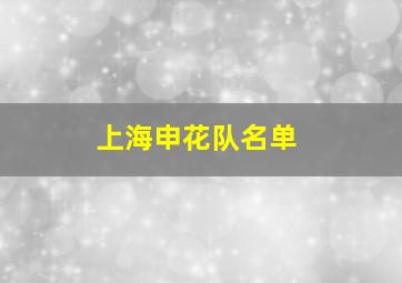 上海申花队名单