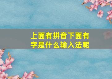 上面有拼音下面有字是什么输入法呢