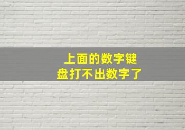 上面的数字键盘打不出数字了