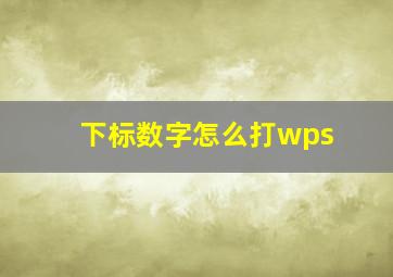 下标数字怎么打wps