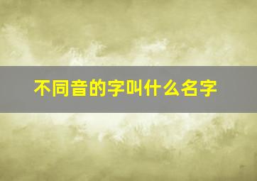 不同音的字叫什么名字