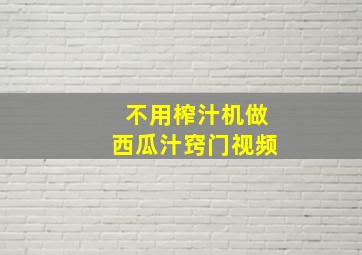 不用榨汁机做西瓜汁窍门视频