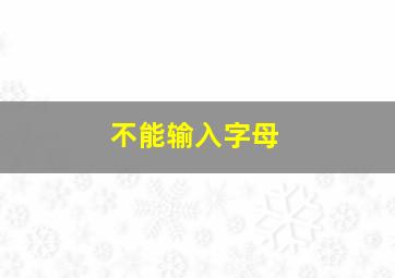 不能输入字母