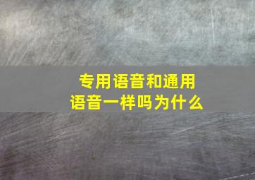 专用语音和通用语音一样吗为什么