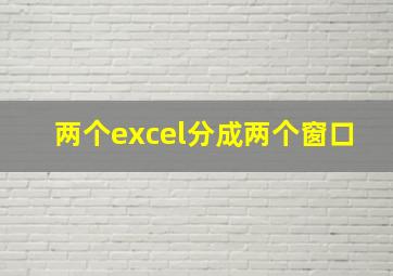 两个excel分成两个窗口