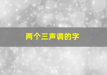 两个三声调的字