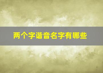 两个字谐音名字有哪些