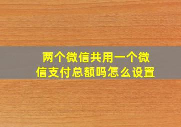 两个微信共用一个微信支付总额吗怎么设置