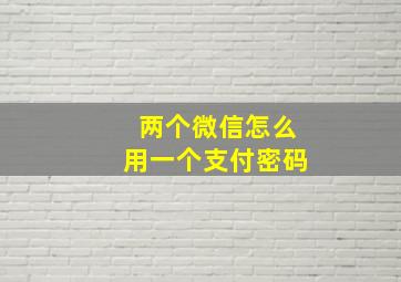 两个微信怎么用一个支付密码