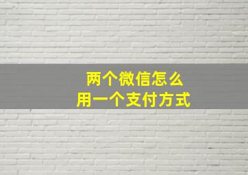 两个微信怎么用一个支付方式