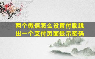 两个微信怎么设置付款跳出一个支付页面提示密码