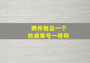 两件物品一个快递单号一样吗